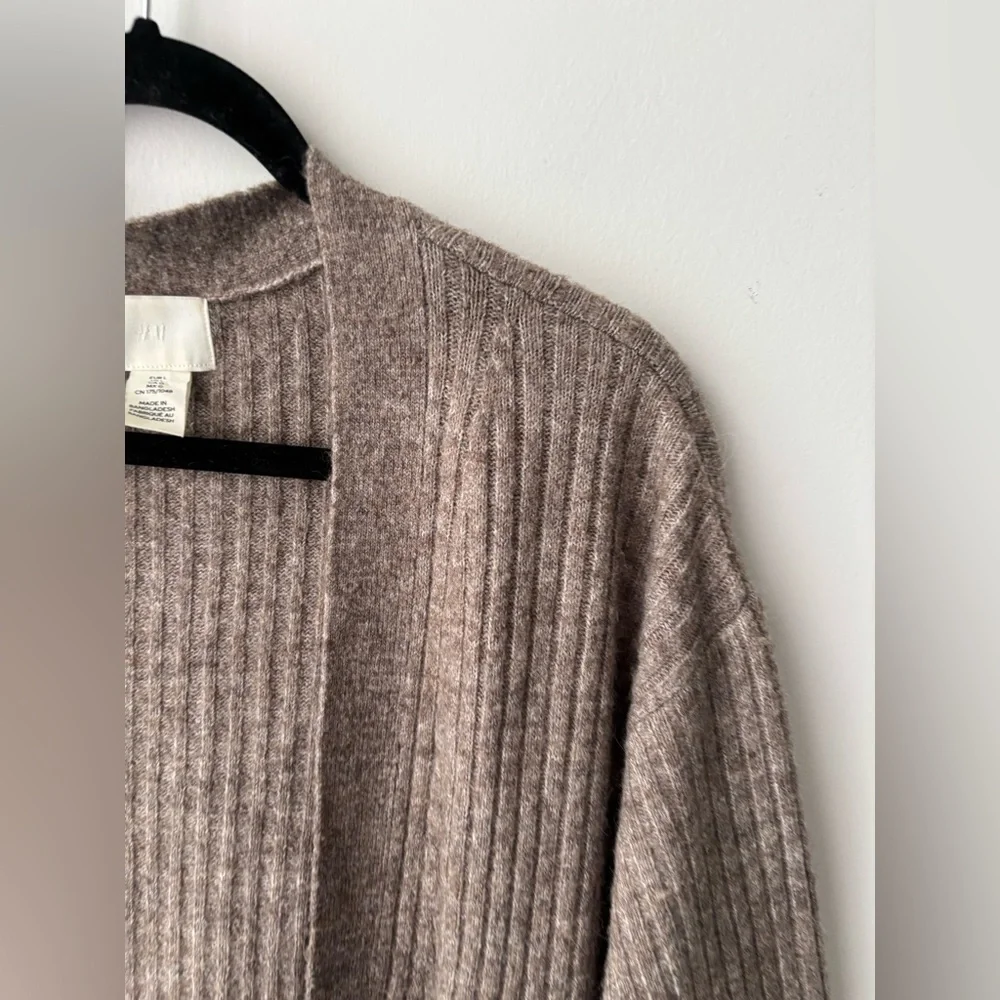 H&M Long Ribbed Duster Cardigan  Balloon Sleeve Cozy Layer L - Picture 2 of 10
